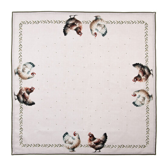 Clayre &amp; Eef | Vierkant Tafelkleed Beige Bruin 100x100 cm | BYC01