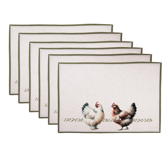 Clayre &amp; Eef | Placemats Set van 6 Beige Bruin 48x33 cm | BYC40