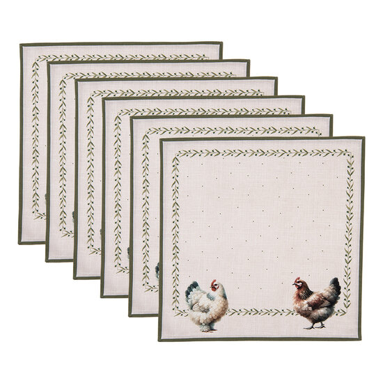 Clayre &amp; Eef | Servetten Katoen Set van 6 Beige Bruin 40x40 cm | BYC43