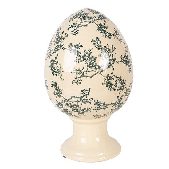 Clayre &amp; Eef | Decoratie Ei op voet Geel Groen &oslash; 17x28 cm | 6CE2395XL