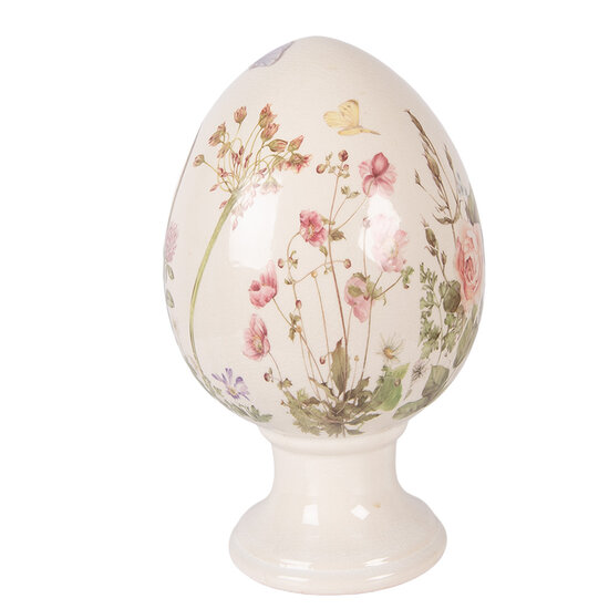 Clayre &amp; Eef | Decoratie Ei op voet Beige Roze &oslash; 17x28 cm | 6CE2401XL