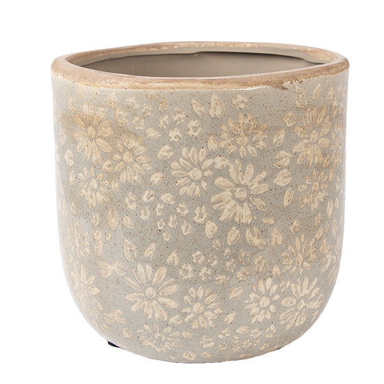 Clayre &amp; Eef | Bloempot Binnen Grijs Beige &oslash; 18x16 cm | 6CE2409L