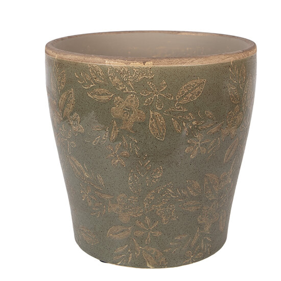 Clayre &amp; Eef | Bloempot Binnen Groen Bruin &oslash; 18x17 cm | 6CE2410XL