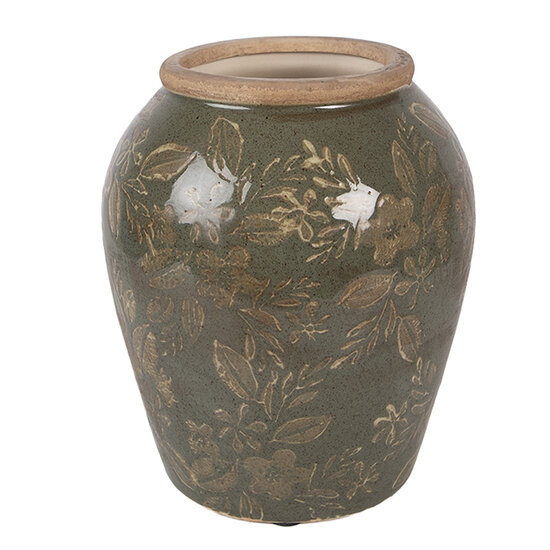 Clayre &amp; Eef | Vaas Groen Bruin &oslash; 15x18 cm | 6CE2411M