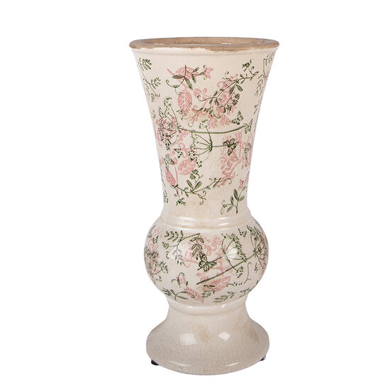 Clayre &amp; Eef | Vaas Beige Groen &oslash; 15x32 cm | 6CE2412M