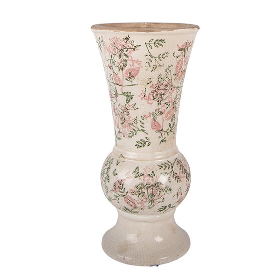 Clayre &amp; Eef | Vaas Beige Groen &oslash; 15x32 cm | 6CE2412M