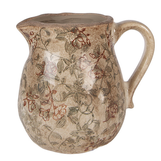 Clayre &amp; Eef | Decoratieve Schenkkan Beige Groen 16x13x16 cm | 6CE2413M