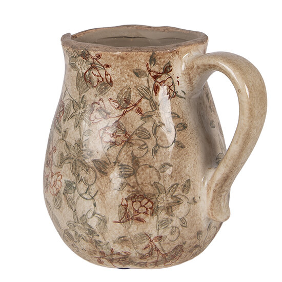 Clayre &amp; Eef | Decoratieve Schenkkan Beige Groen 16x13x16 cm | 6CE2413M