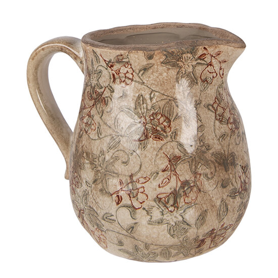 Clayre &amp; Eef | Decoratieve Schenkkan Beige Groen 16x13x16 cm | 6CE2413M