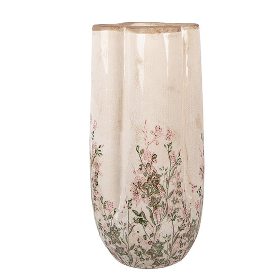 Clayre &amp; Eef | Vaas Beige Groen &oslash; 16x36 cm | 6CE2416L