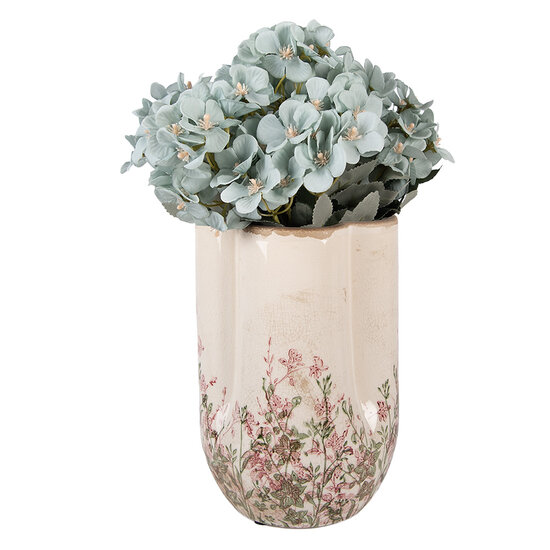 Clayre &amp; Eef | Vaas Beige Groen &oslash; 16x24 cm | 6CE2416S