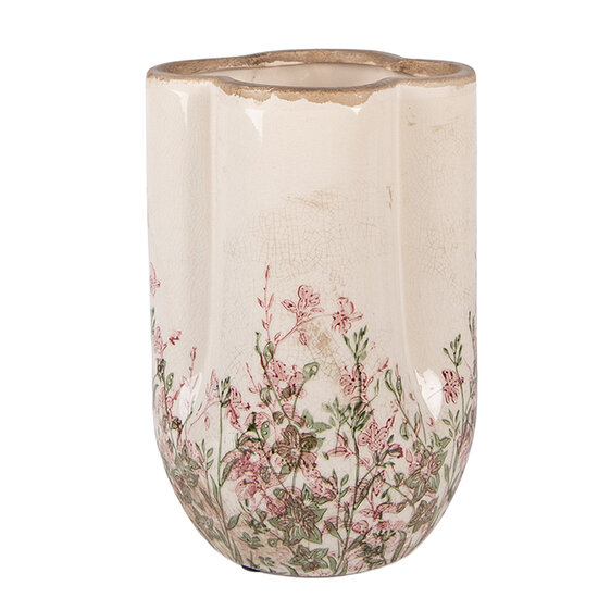 Clayre &amp; Eef | Vaas Beige Groen &oslash; 16x24 cm | 6CE2416S