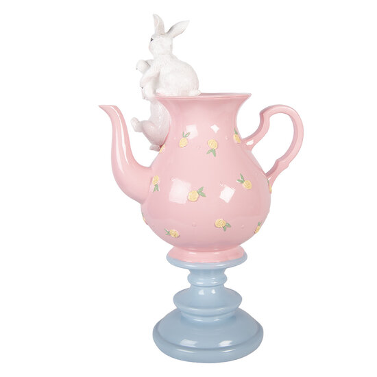 Clayre &amp; Eef | Decoratie theepot met konijnen Roze Wit 22x14x35 cm | 6PR5940