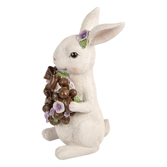 Clayre &amp; Eef | Decoratie Konijn Wit Bruin 17x16x30 cm | 6PR5961