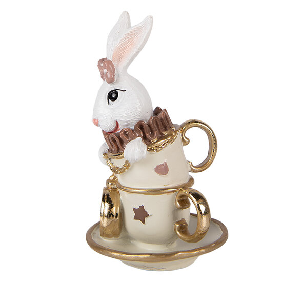 Clayre &amp; Eef | Decoratie Konijn Wit Beige 8x8x14 cm | 6PR5971