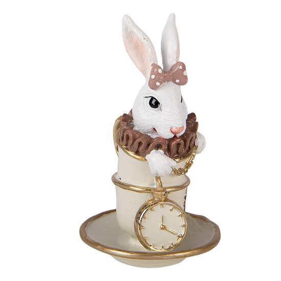 Clayre &amp; Eef | Decoratie Konijn Wit Beige 8x8x14 cm | 6PR5971