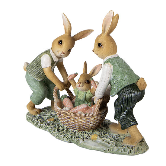 Clayre &amp; Eef | Decoratie Konijnen Bruin Groen 17x7x14 cm | 6PR5977