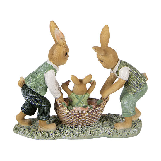 Clayre &amp; Eef | Decoratie Konijnen Bruin Groen 17x7x14 cm | 6PR5977
