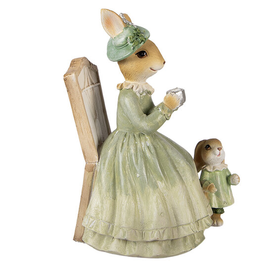 Clayre &amp; Eef | Decoratie Konijnen Bruin Groen 14x10x18 cm | 6PR5980