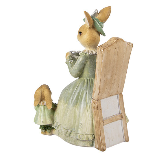 Clayre &amp; Eef | Decoratie Konijnen Bruin Groen 14x10x18 cm | 6PR5980