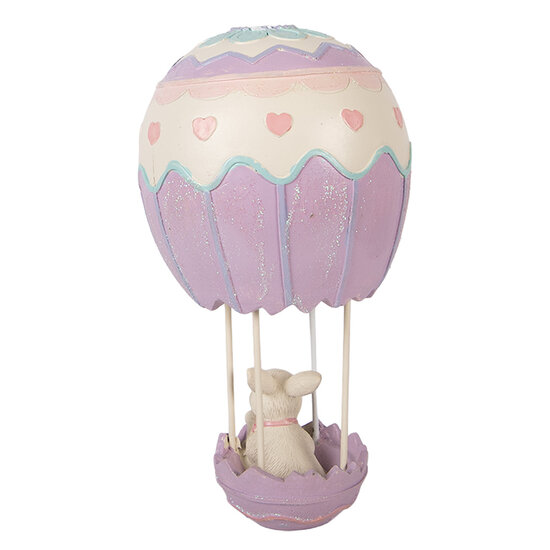 Clayre &amp; Eef | Decoratie Konijn in luchtballon Beige Paars &oslash; 12x20 cm | 6PR5982