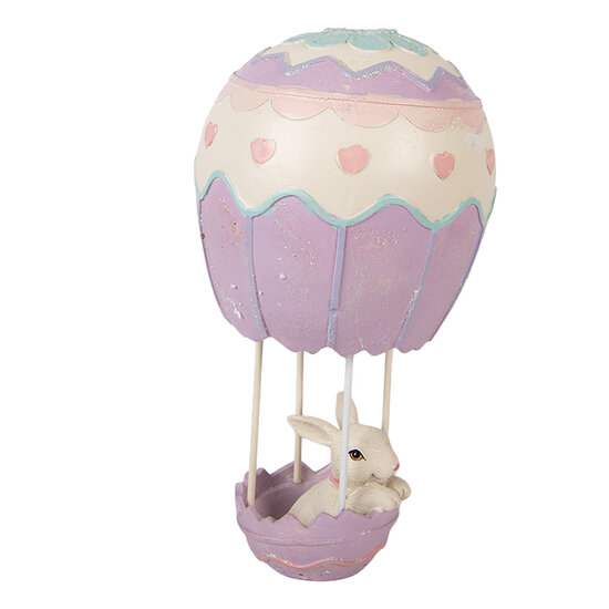 Clayre &amp; Eef | Decoratie Konijn in luchtballon Beige Paars &oslash; 12x20 cm | 6PR5982