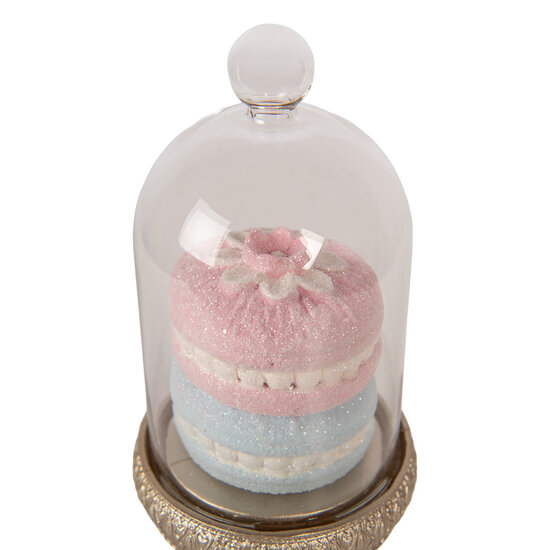 Clayre &amp; Eef | Glazen Stolp met decoratie Goudkleurig Roze &oslash; 7x17 cm | 6PR6009