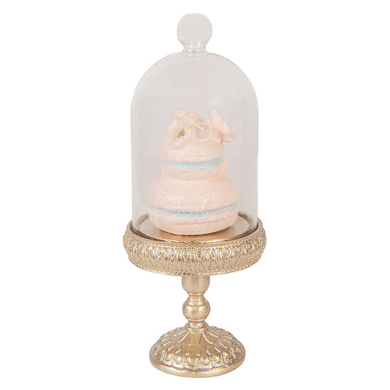 Clayre &amp; Eef | Glazen Stolp met decoratie Goudkleurig Roze &oslash; 7x17 cm | 6PR6011