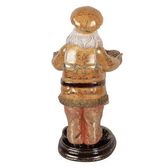 Clayre &amp; Eef | Kerstdecoratie Kerstman met schaal Geel Goudkleurig 15x18x31 cm | 6PR6049