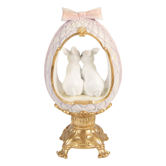 Clayre &amp; Eef | Decoratie ei met konijnen Wit Goudkleurig 17x12x31 cm | 6PR6101