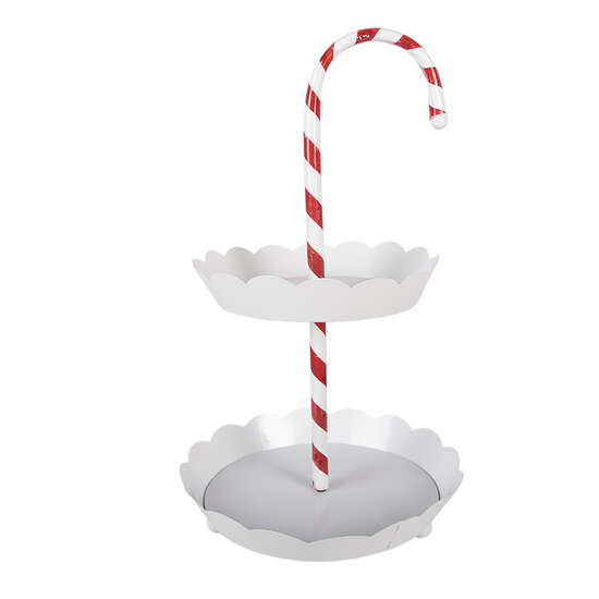 Clayre &amp; Eef | Etag&egrave;re zuurstok 2 laags Wit Rood &oslash; 29x47 cm | 6Y5981