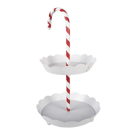 Clayre &amp; Eef | Etag&egrave;re zuurstok 2 laags Wit Rood &oslash; 29x47 cm | 6Y5981