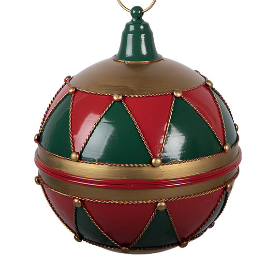 Clayre &amp; Eef | Decoratie Kerstbal Rood Groen &oslash; 31x36 cm | 6Y5985