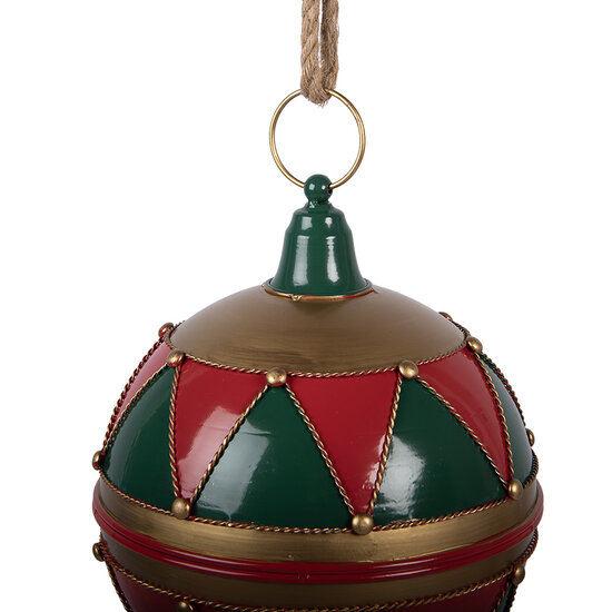 Clayre &amp; Eef | Decoratie Kerstbal Rood Groen &oslash; 31x36 cm | 6Y5985