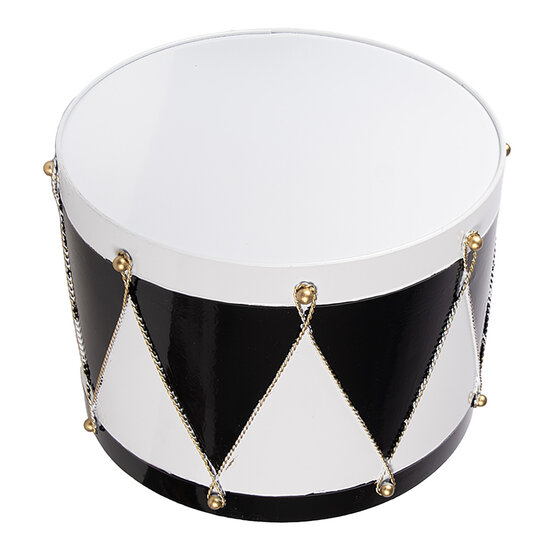 Clayre &amp; Eef | Decoratie Trommel Wit Zwart (set 2) &oslash; 37x26 / &oslash; 32x17 cm | 6Y5989