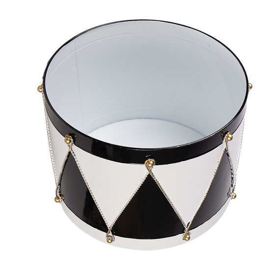 Clayre &amp; Eef | Decoratie Trommel Wit Zwart (set 2) &oslash; 37x26 / &oslash; 32x17 cm | 6Y5989