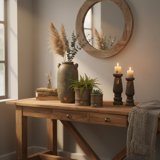 Brynxz Set Of 2 Planter With Lines Majestic Brown | 2 bloempotten 22 &amp; 17 cm bruin