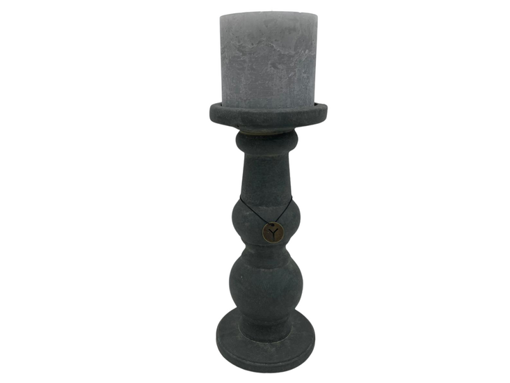 Brynxz Grandeur Vintage Kandelaar - Grijs steenlook -  Maat L Hoogte 30 cm - Candleholder