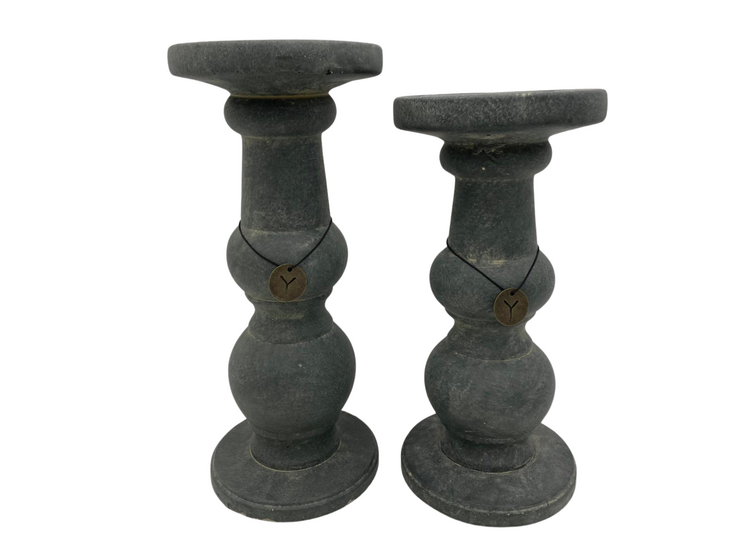 Brynxz Grandeur Vintage Kandelaar - Grijs steenlook -  Maat L Hoogte 30 cm - Candleholder