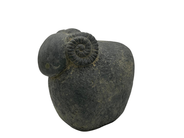 Brynxz Majestueus Vintage Beeld: Ram met Gedraaide Hoorns &ndash; Maat M Rustiek Donker Grijs - 17 x 15 cm