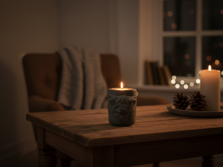 Brynxz Waxinehouder Scotty Majestic - Schotse Hooglander - &Oslash;11x12 cm Grijs