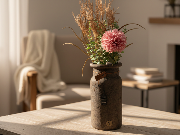 Brynxz kruikfles - vaas Cylinder Neck Majestic bruin 32 x 17 cm