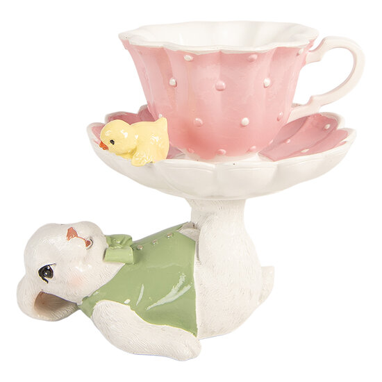 Clayre &amp; Eef | Decoratie Konijn Wit Roze 20x14x17 cm | 6PR5937