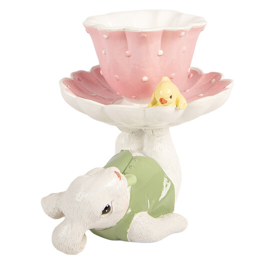 Clayre &amp; Eef | Decoratie Konijn Wit Roze 20x14x17 cm | 6PR5937