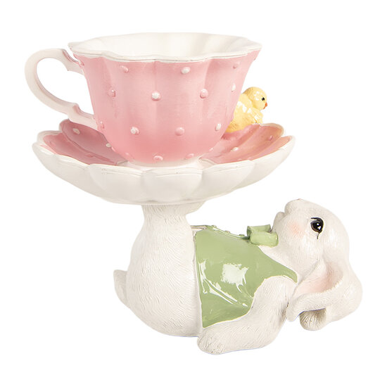 Clayre &amp; Eef | Decoratie Konijn Wit Roze 20x14x17 cm | 6PR5937