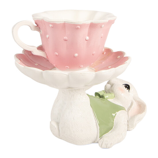 Clayre &amp; Eef | Decoratie Konijn Wit Roze 20x14x17 cm | 6PR5937