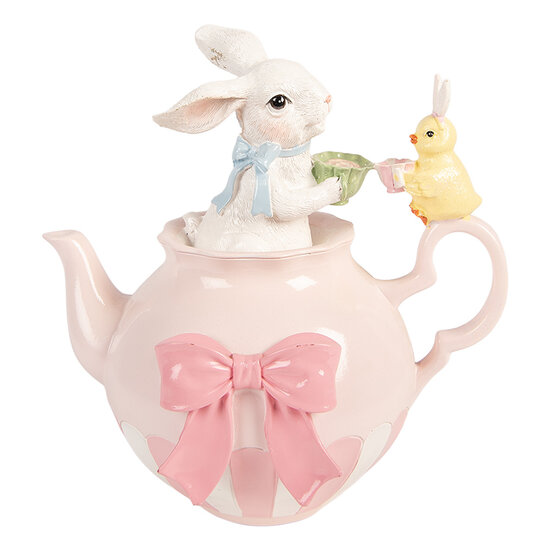 Clayre &amp; Eef | Decoratie Konijn Wit Roze 20x14x20 cm | 6PR5938