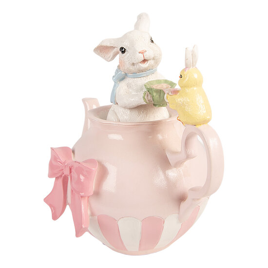 Clayre &amp; Eef | Decoratie Konijn Wit Roze 20x14x20 cm | 6PR5938