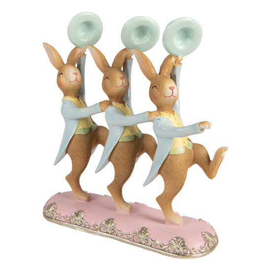 Clayre &amp; Eef | Decoratie Konijnen Bruin Blauw 23x8x25 cm | 6PR5942