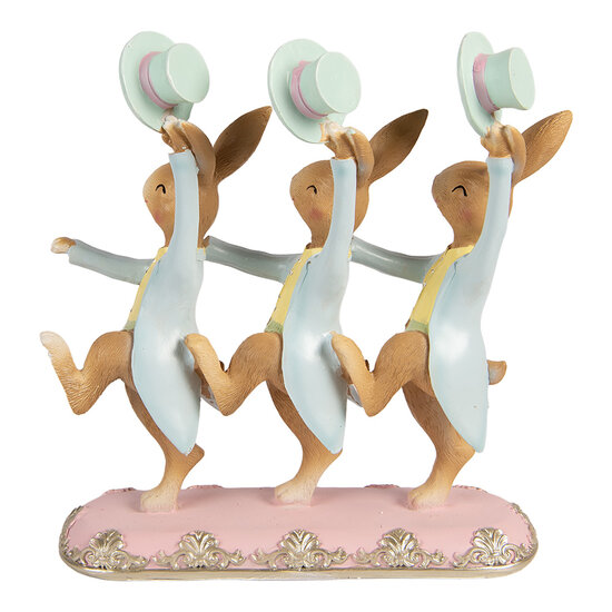 Clayre &amp; Eef | Decoratie Konijnen Bruin Blauw 23x8x25 cm | 6PR5942